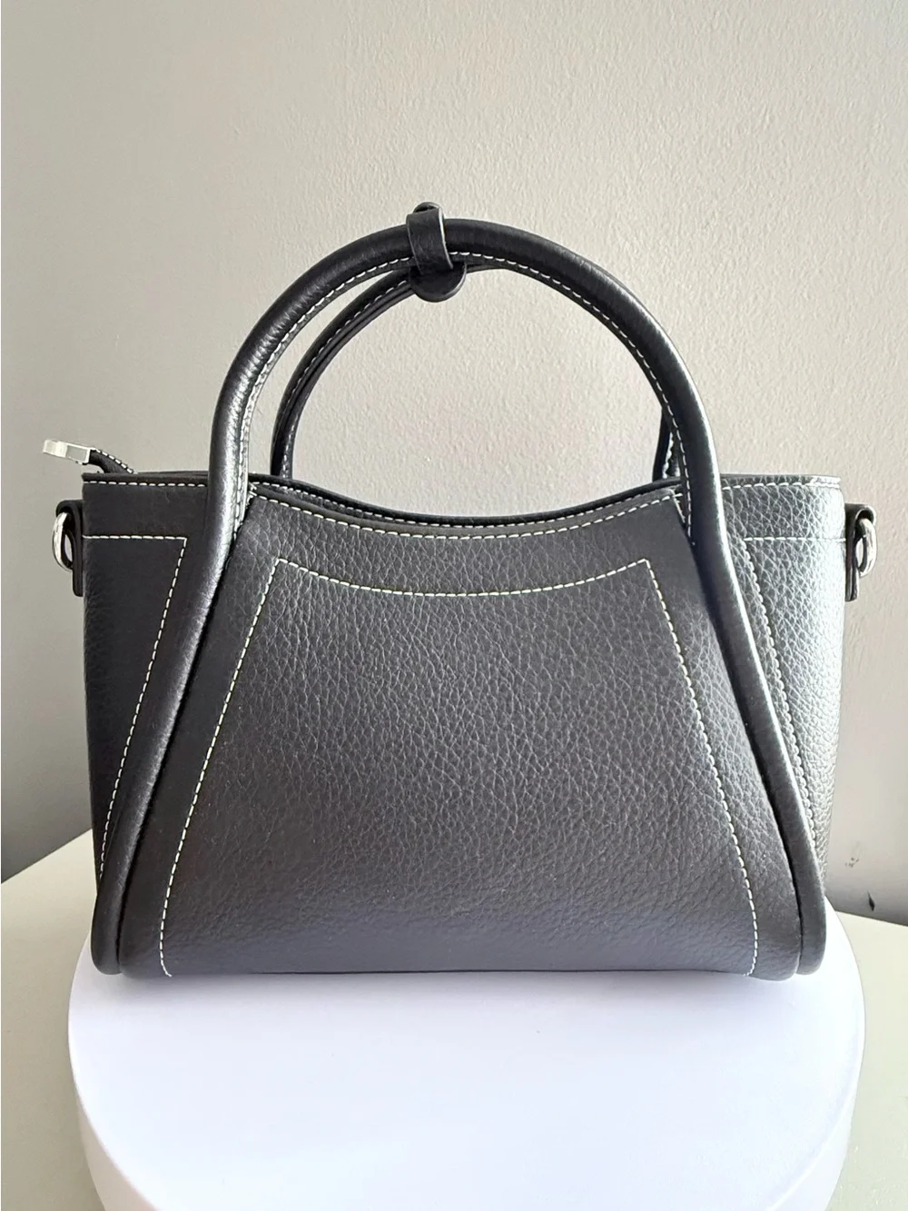 Classic Black Structured Faux Leather Tote Bag - Women's Handbag